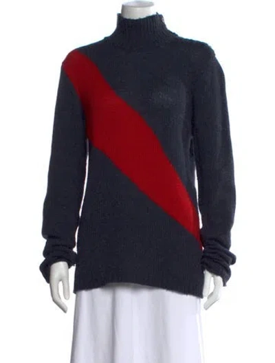 Pre-owned Zadig & Voltaire Colorblock Pattern Turtleneck Sweater In Blue