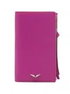 Zadig & Voltaire Compact Eternal Leather Cardholder In 紫色