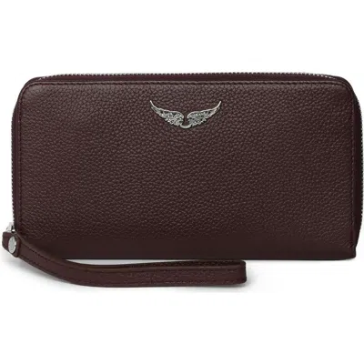 Zadig & Voltaire Compagnon Leather Zip Wallet In Red