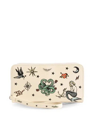Zadig & Voltaire Compagnon Tattoo Wallet In Neutral