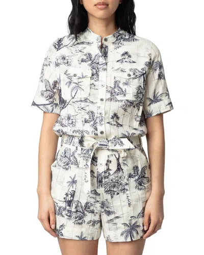 Zadig & Voltaire Cook Tropical Island Romper In 102-ecru