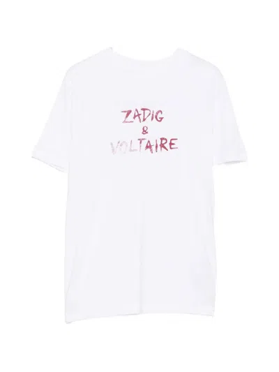 Zadig & Voltaire Kids' Cotton T-shirt With Logo Print In White
