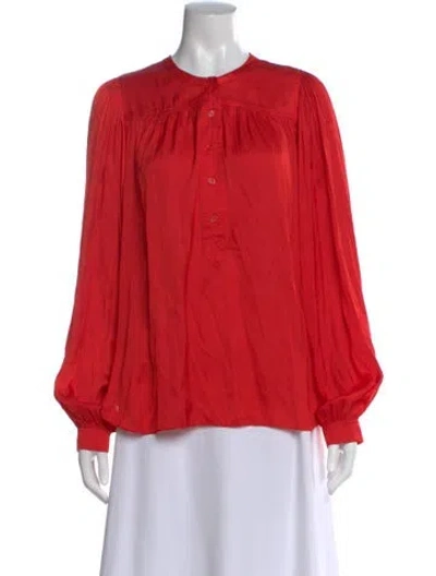 Pre-owned Zadig & Voltaire Crew Neck Long Sleeve Blouse In Red