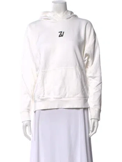 Pre-owned Zadig & Voltaire Crew Neck Long Sleeve Hoodie In Metallic/white