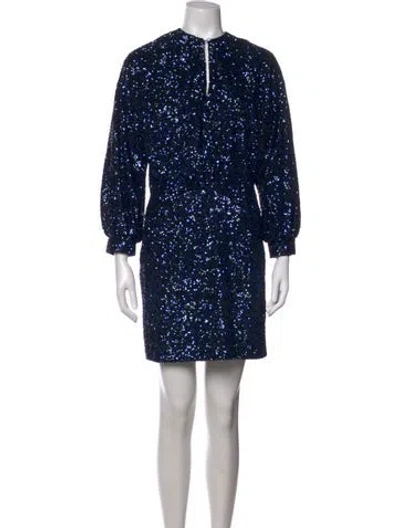 Pre-owned Zadig & Voltaire Crew Neck Mini Dress W/ Tags In Black/blue