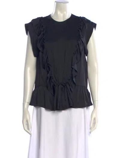 Pre-owned Zadig & Voltaire Crew Neck Short Sleeve Blouse In Black