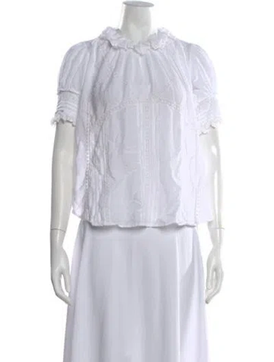 Pre-owned Zadig & Voltaire Crew Neck Short Sleeve Blouse In White