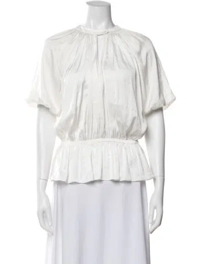 Pre-owned Zadig & Voltaire Crew Neck Short Sleeve Blouse In White