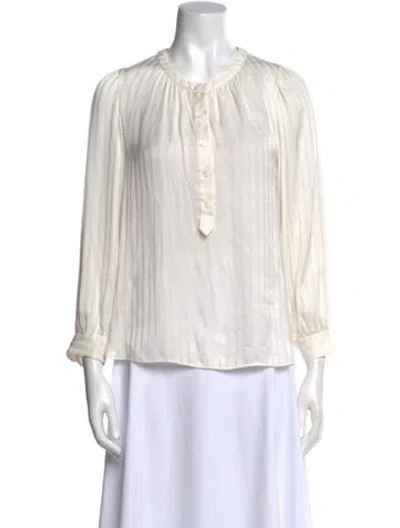 Pre-owned Zadig & Voltaire Crew Neck Three-quarter Sleeve Blouse In White
