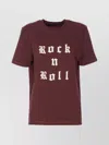 Zadig & Voltaire Crewneck Graphic Print Rock N Roll Beaded Top In Burgundy