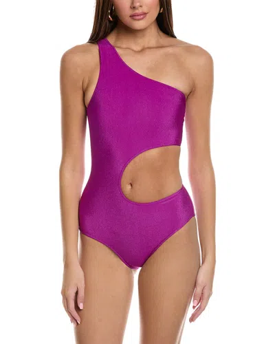 Zadig & Voltaire Crinkle One-shoulder One-piece In Purple