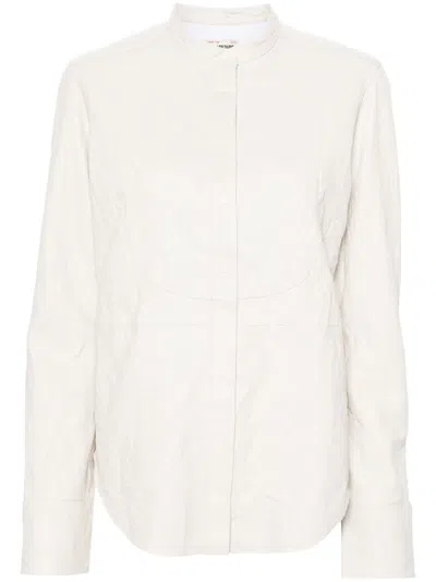 Zadig & Voltaire Crinkled Leather Overshirt In Neutrals