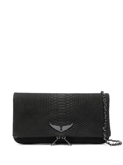 Zadig & Voltaire Croc-embossed Crossbody Bag In Black