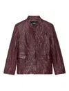 Zadig & Voltaire Crumpled Leather Jacket In Red
