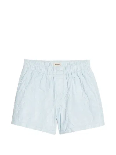 Zadig & Voltaire Crumpled Leather Shorts In Blue