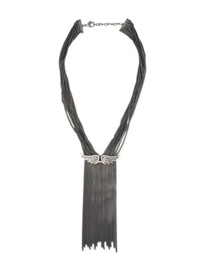 Pre-owned Zadig & Voltaire Crystal Rock Star Necklace, 19" In Clear
