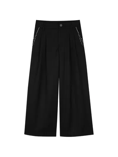 Zadig & Voltaire Kids' Crystal-embellished Pleated Trousers In Black
