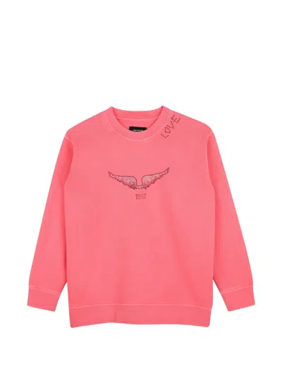 Zadig & Voltaire Kids' Crystal-embellished Sweater In Pink