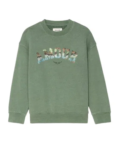 Zadig & Voltaire Kids' Crystal-embellished Sweatshirt In Green