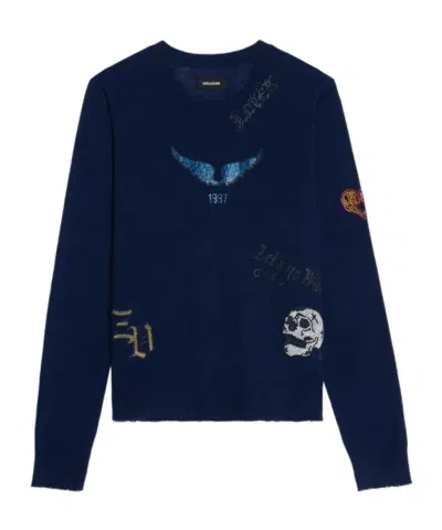 Zadig & Voltaire Crystal-embellishment Sweater In Blue