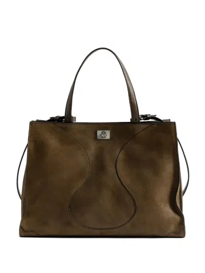 Zadig & Voltaire Curved-detail Suede Tote Bag In Brown