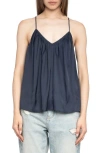 Zadig & Voltaire Womens Encre Cym V-neck Satin Cami Top Xs In Blue