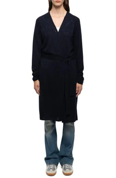 Zadig & Voltaire Daffyz Crystal Cashmere Cardigan In Black