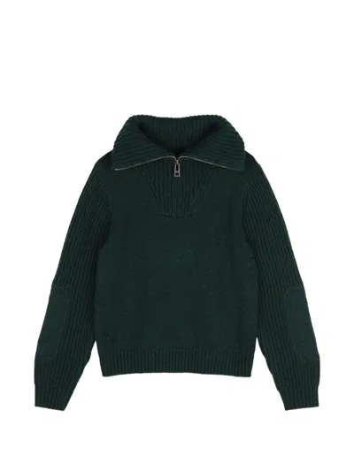 Zadig & Voltaire Dark Green  Kids Zip Sweater In Black