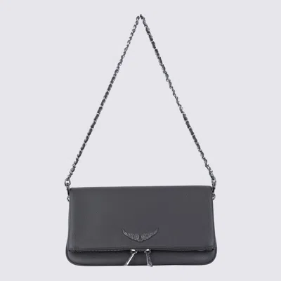 ZADIG & VOLTAIRE DARK GREY LEATHER SHOULDER BAG