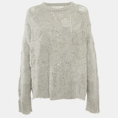 Pre-owned Zadig & Voltaire Deluxe Grey Open Knit Mark Camou Sweater M