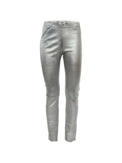 Pre-owned Zadig & Voltaire Deluxe Leather Trousers In Silver