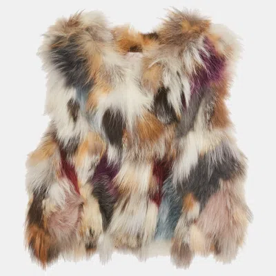 Pre-owned Zadig & Voltaire Deluxe Multicolor Dyed Fur Fee Vest S