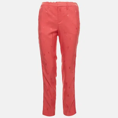 Pre-owned Zadig & Voltaire Deluxe Pink Star Jacquard Trousers S