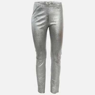 Pre-owned Zadig & Voltaire Deluxe Silver Leather Leggings M