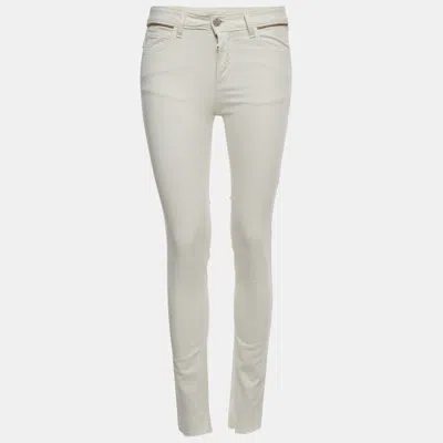 Pre-owned Zadig & Voltaire Denim Slim Fit Eva Cher Jeans S/ Waist 27.5" In White