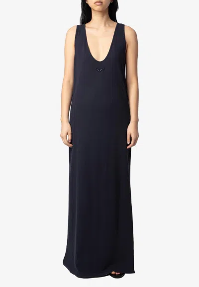 Zadig & Voltaire Deva V-neck Maxi Dress In Blue