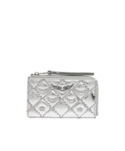 Zadig & Voltaire Diamond-pattern Wallet In Gray