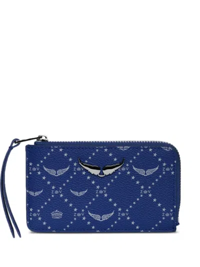 Zadig & Voltaire Diamond-print Wallet In Blue