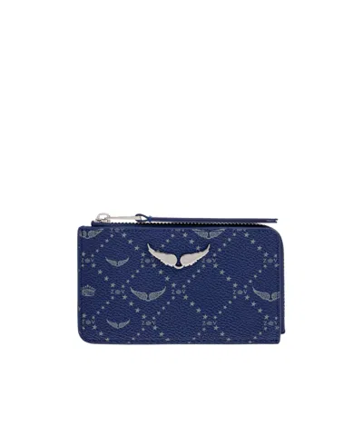 Zadig & Voltaire Diamond-print Wallet In Blue
