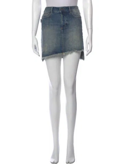 Pre-owned Zadig & Voltaire Distressed Accents Mini Skirt In Blue