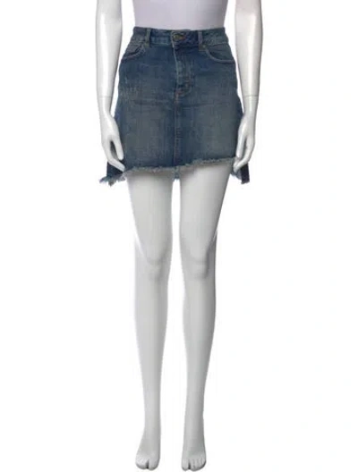 Pre-owned Zadig & Voltaire Distressed Accents Mini Skirt In Blue