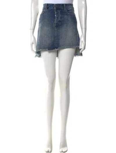 Pre-owned Zadig & Voltaire Distressed Accents Mini Skirt In Blue