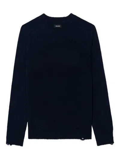 Zadig & Voltaire Distressed Sweater In Blue