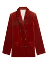 Zadig & Voltaire Double-breasted Cotton Blazer In Red