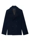 Zadig & Voltaire Double-breasted Peacoat In Blue