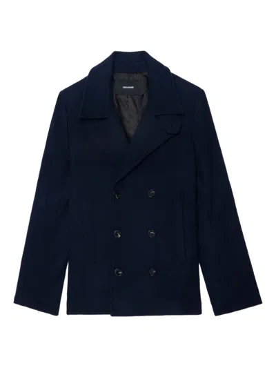 Zadig & Voltaire Double-breasted Peacoat In Blue