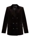 Zadig & Voltaire Double-breasted Velvet Blazer In Brown