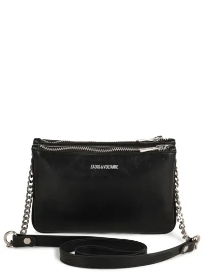 Zadig & Voltaire Kids' Double-zip Shoulder Bag In Black
