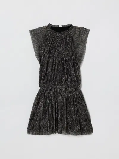 Zadig & Voltaire Kids' Round-neck Pleated Dress In Black