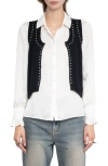 Zadig & Voltaire Dublin Stud Detail Wool & Cashmere Sweater Vest In Black